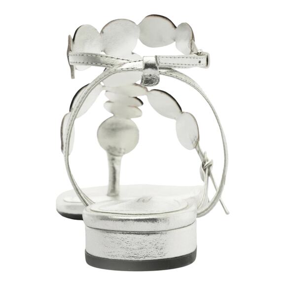 Arezzo Women's Holly Low Block Thong Sandals Silver Gold Size 11 - Picture 3 of 5